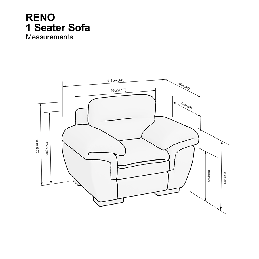 MORE RENO OPTIONS Reno 1 Seater Sofa Reno 1 Seater Sofa Mandaue Foam