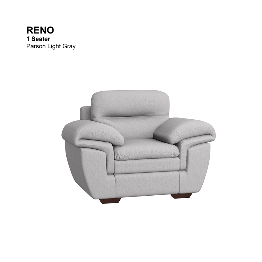 MORE RENO OPTIONS Reno 1 Seater Sofa Reno 1 Seater Sofa Fabric Parson Light Gray Mandaue Foam