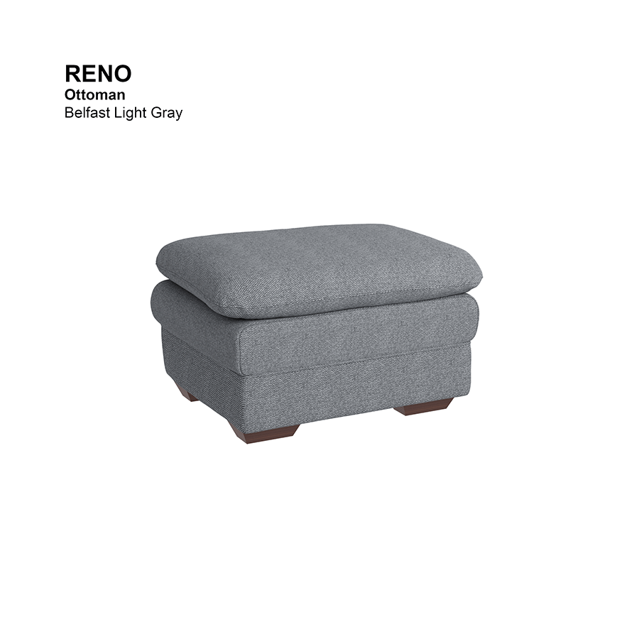 MORE RENO OPTIONS Reno Ottoman Reno Ottoman Fabric Belfast Light Gray Mandaue Foam
