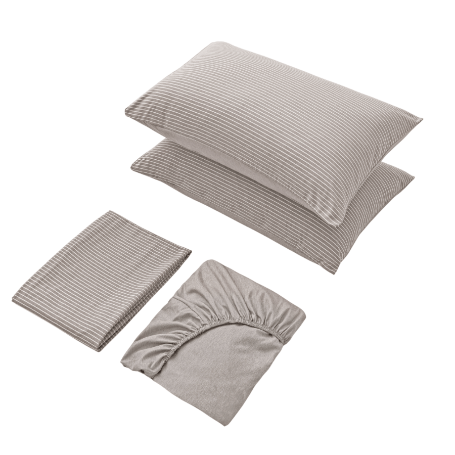 Reversible Stripe Khaki 4pc Sheet Set