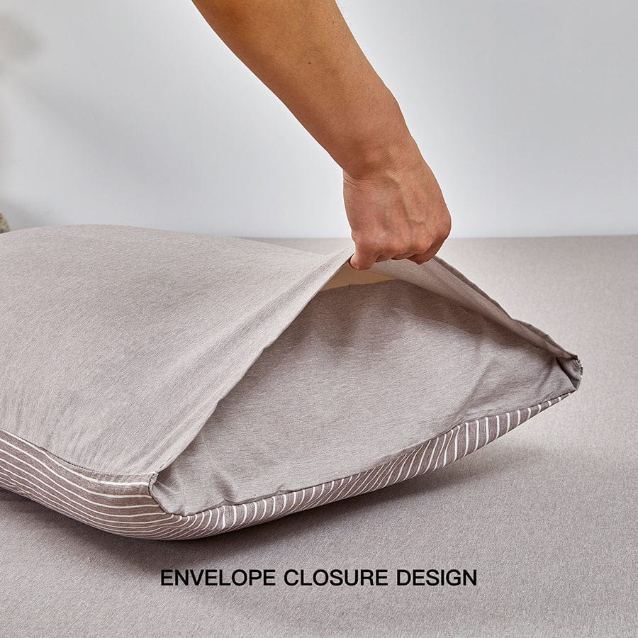 Reversible Stripe Khaki Pillowcases