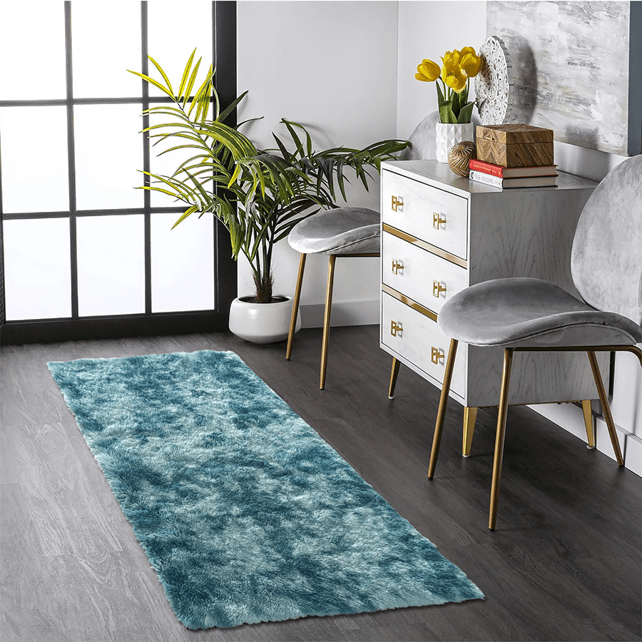 MORE SARI OPTIONS Sari Peacock Blue Plush Rug Sari Peacock Blue Plush Rug 80x150 cm Mandaue Foam