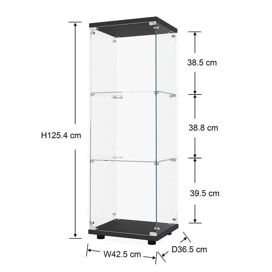 Serris 3 Tier 1 Door Glass Cabinet