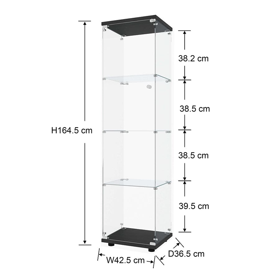 Serris 4 Tier 1 Door Glass Cabinet