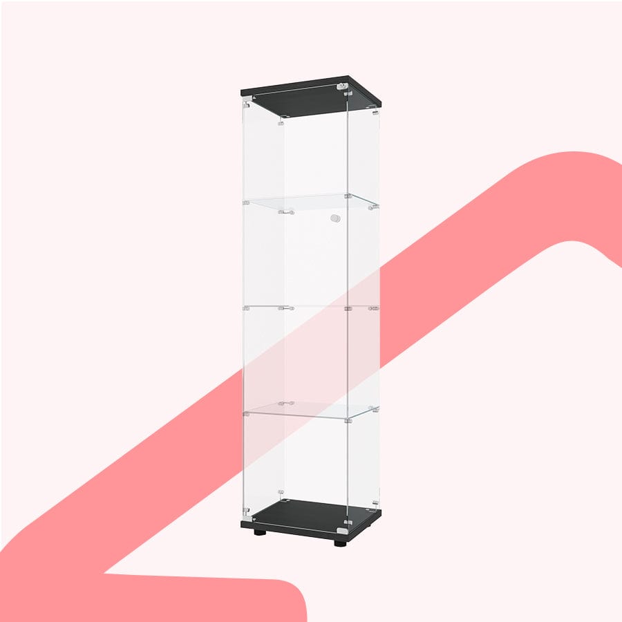 Serris 4 Tier 1 Door Glass Cabinet