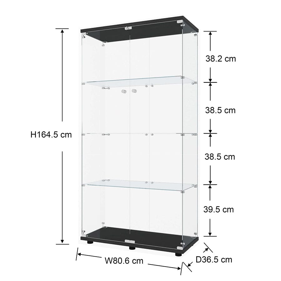 Serris 4 Tier 2 Door Glass Cabinet