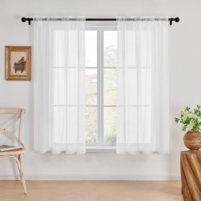 Sol White Sheer Set of 2 Curtains