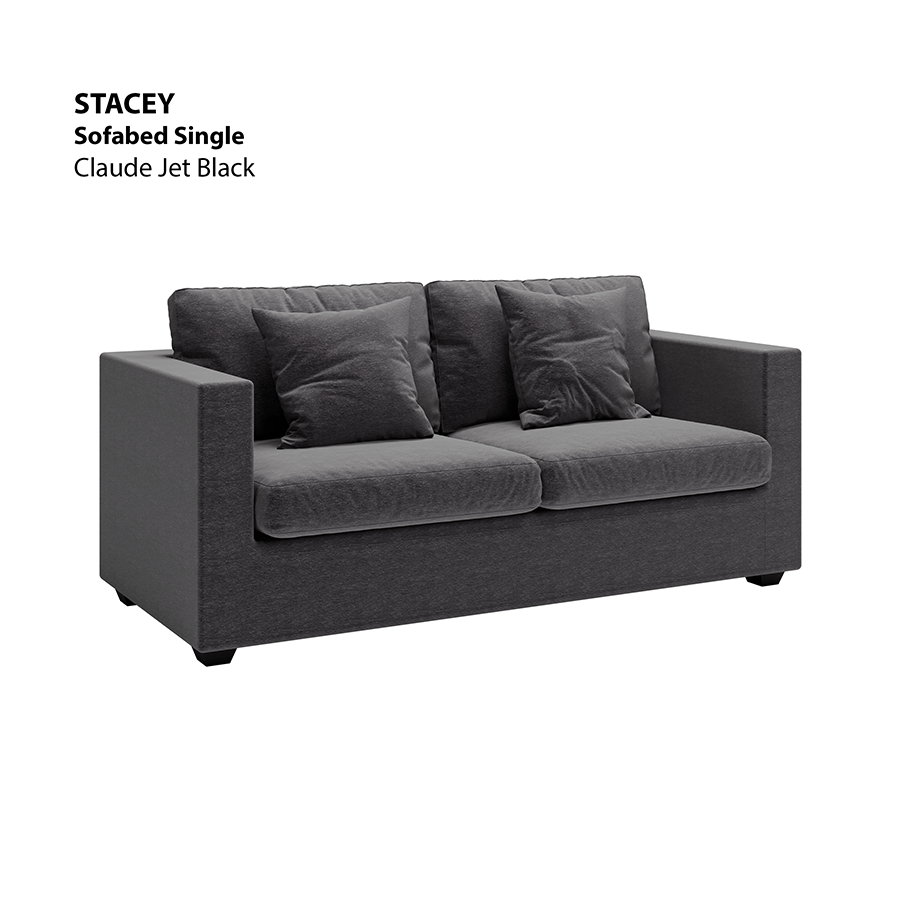 Stacey Single Sofa Bed Lux Claude Jet Black - Main Image