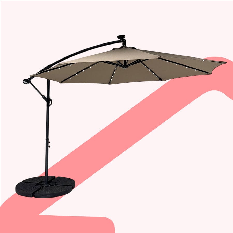 Sunny 3m Hanging Umbrella W/ Light -Taupe