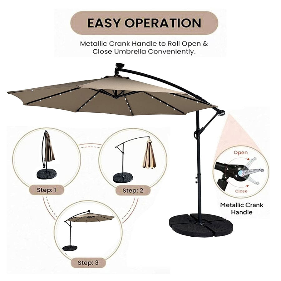 Sunny 3m Hanging Umbrella W/ Light -Taupe