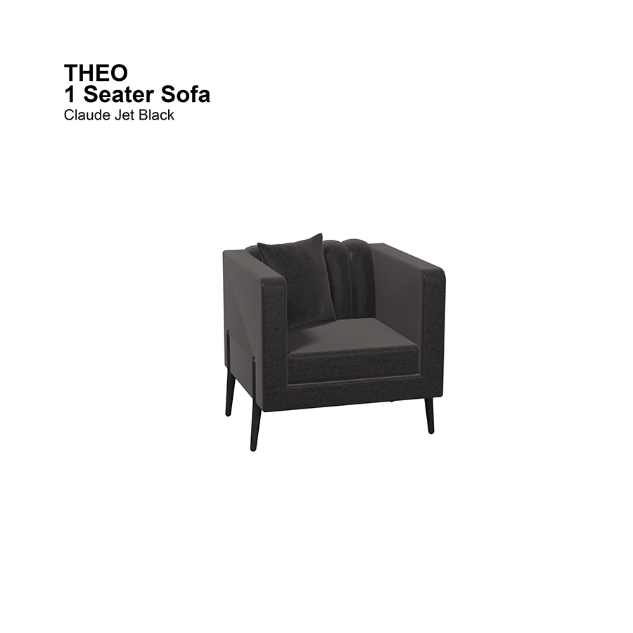 MORE THEO OPTIONS Theo 1 Seater Sofa Theo 1 Seater Sofa Lux Claude Jet Black Mandaue Foam