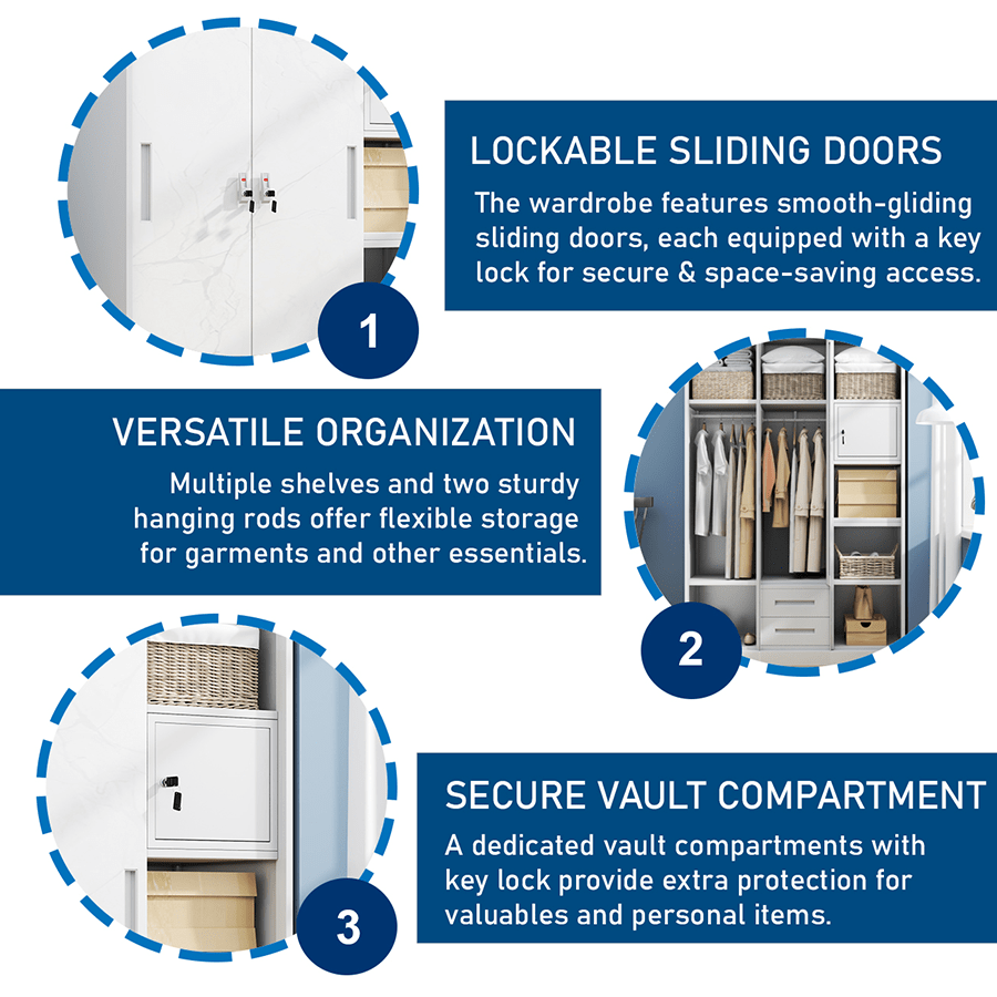 Theodore 3 Door Metal Wardrobe