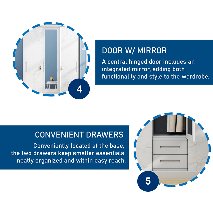 Theodore 3 Door Metal Wardrobe