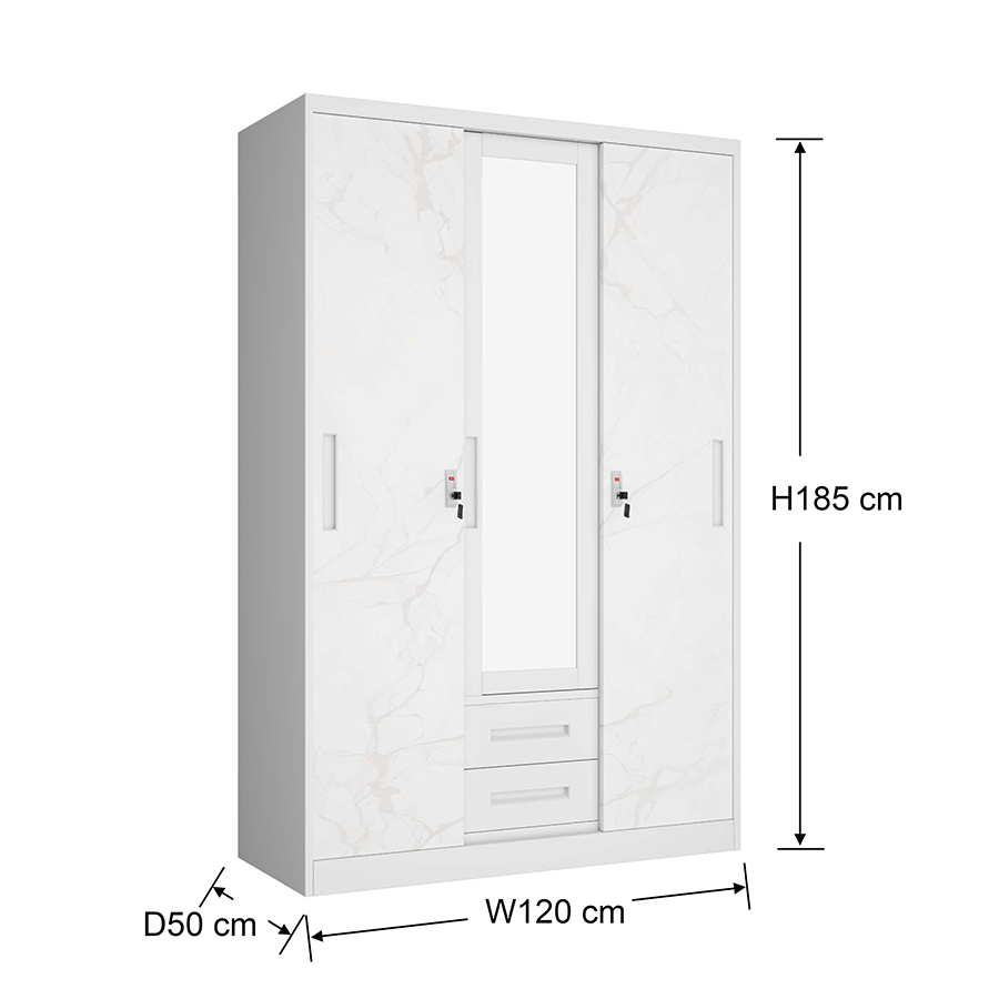 Theodore 3 Door Metal Wardrobe