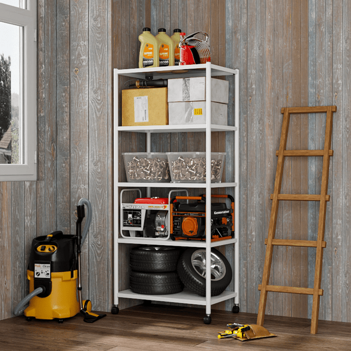 Trion 5 Tier Shelving Rack with Wheels
