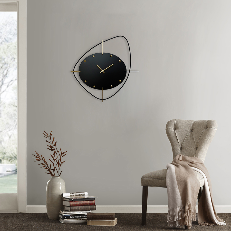 Black Abstract Wall Clock 47cm