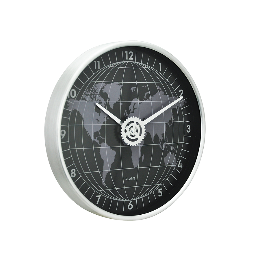 Evan Silver/Black Plastic Clock 30cm