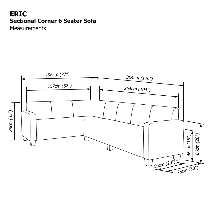 Eric Corner Sectional 6 Seat (2L) Sofa
