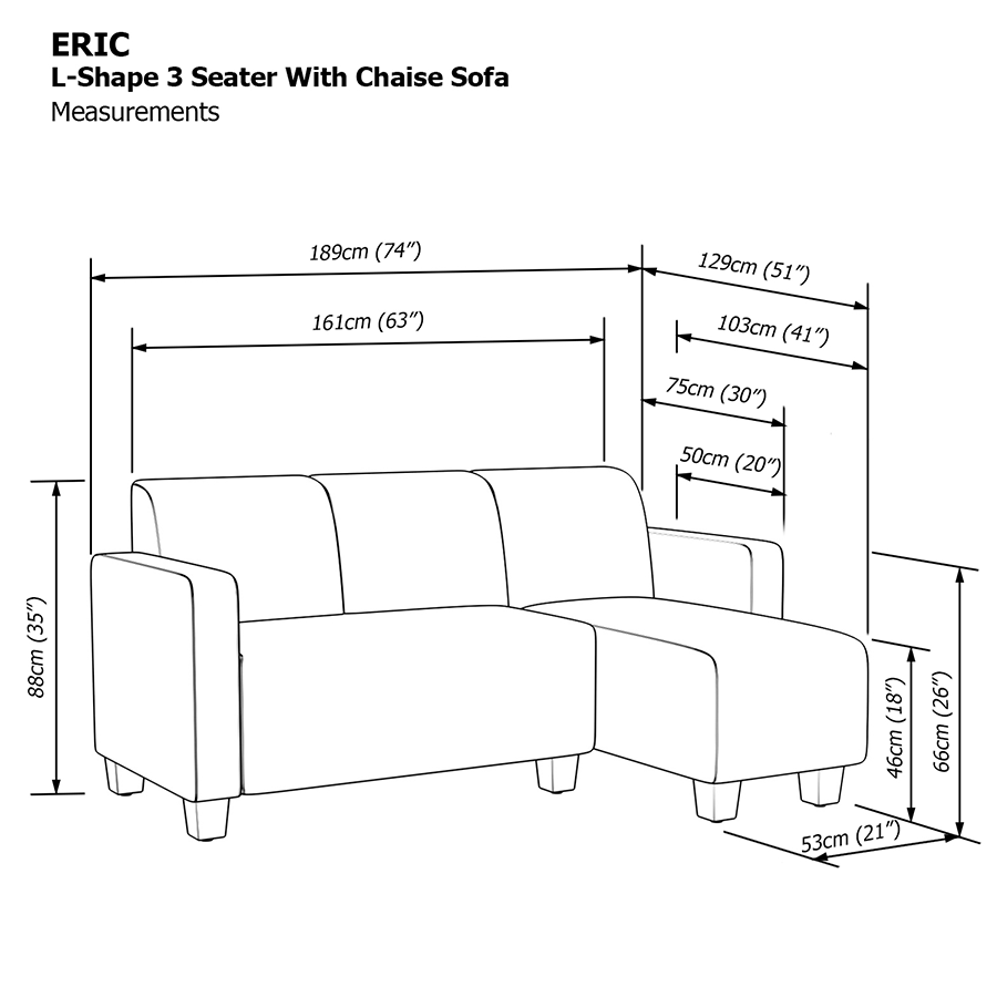 MORE ERIC OPTIONS Eric L-shape 3 Seat with Chaise (Right Facing) Sofa Eric L-shape 3 Seat with Chaise (Right Facing) Sofa Mandaue Foam