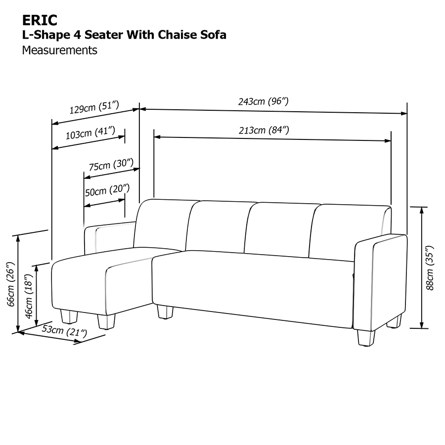 MORE ERIC OPTIONS Eric L-shape 4 Seat with Chaise (Left Facing) Sofa Eric L-shape 4 Seat with Chaise (Left Facing) Sofa Mandaue Foam