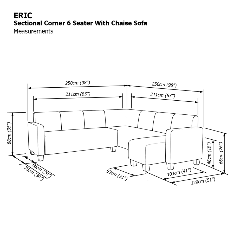 Eric Sectional 6 Seat with Chaise Corner (3L) Sofa