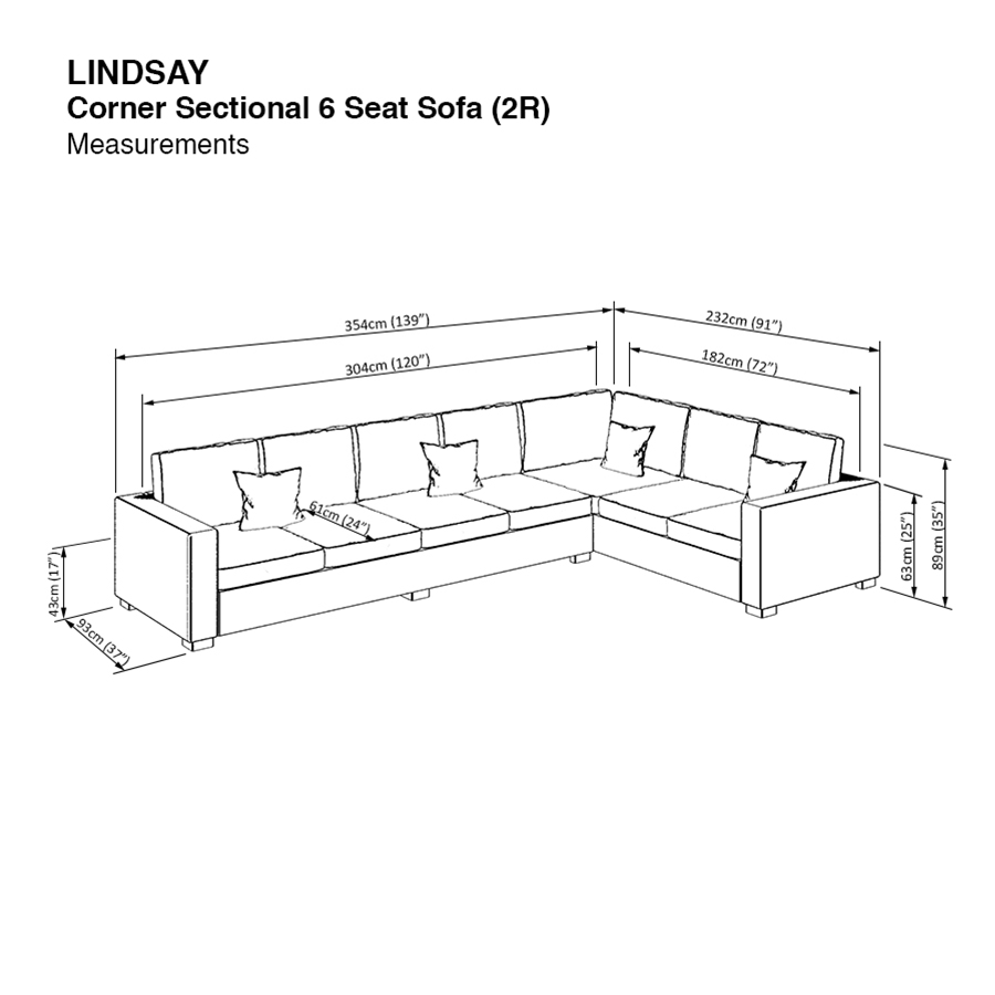 Lindsay Sectional 6 Seat (2R) Sofa